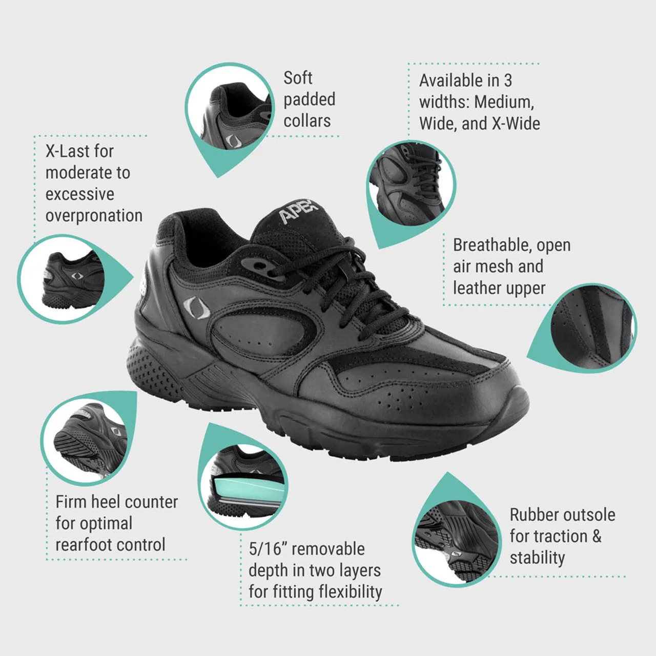 Men's Lace Walking Shoe - Black